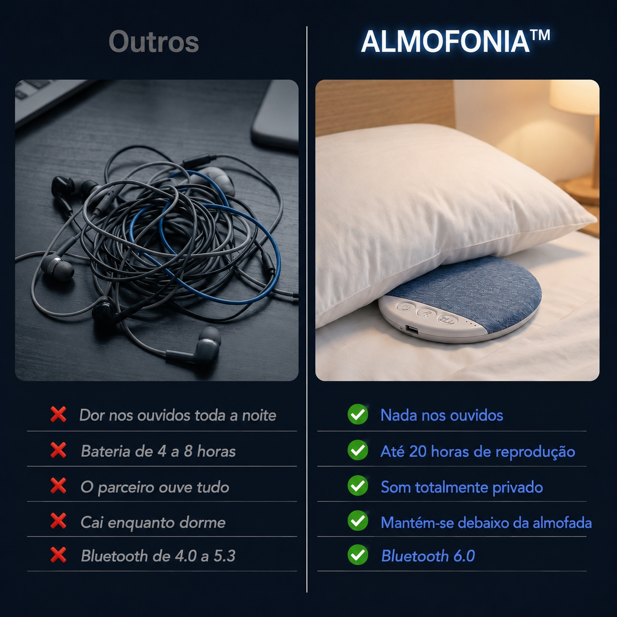 Almofonia™ | Altifalante de Almofada para Dormir